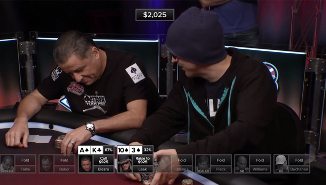 Phil Laak jokes around with Eli Elezra