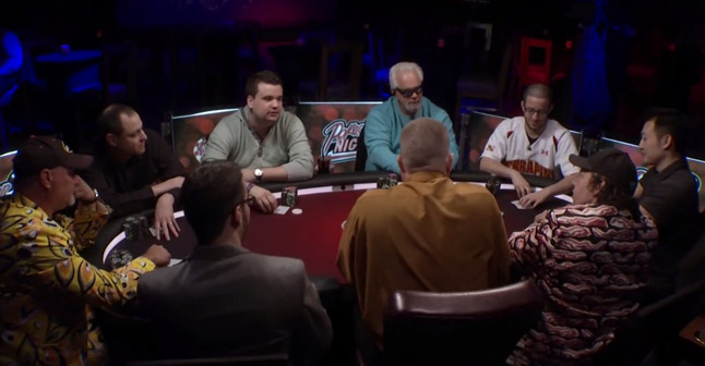 Testosterone levels abound at this all-male poker table