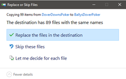 Replace the files in the destination